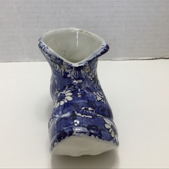 Vintage James Kent Old Foley Cobalt Blue Transferware Boot with Flower Design - Picture 5 of 7